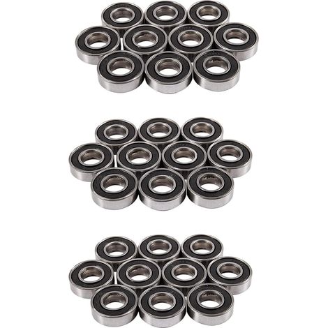6001Rs Roulement À Billes À Gorge Profonde 28 x 12 x 8 mm 30 Pièces, Argent et Noir (1/5)