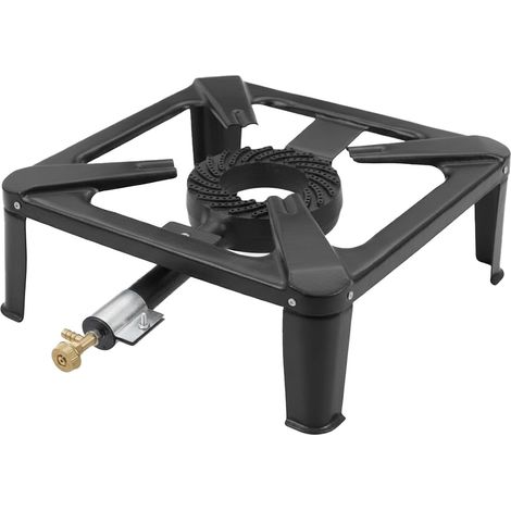Fornello A Gas GPL 5,5 KW Con Bruciatore In Ghisa E Struttura A 4 Piedi Design Compatto Per Campeggio Giardino E Cucina Esterna 30 X 30 X 11,5 Cm Nero (1/5)