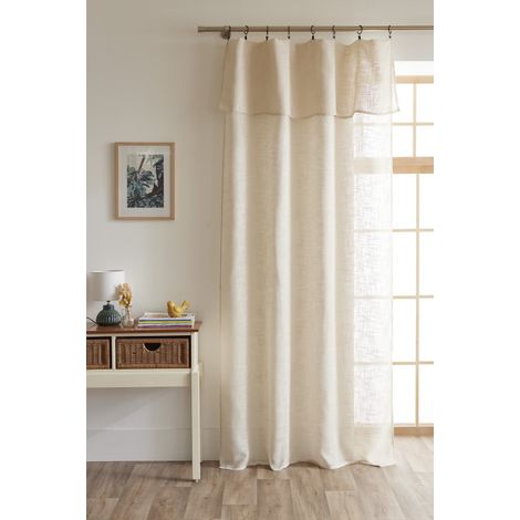 Voilage ajustable + 8 anneaux pince 140 x 270 cm Polyester effet lin "Nia" Le fil d'Ariane - Nia Sable - (1/4)
