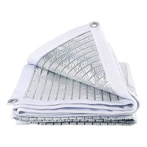 D'ombrage, toile solaire réfléchissante, filet pour toit de voiture, filet solaire compact pour pergola de jardin avec bords blancs, argent, 1x3m (1/5)