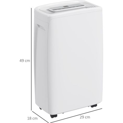 Déshumidificateur électrique silencieux 12 L/jour, 4 modes, 2 vitesses, 29 x 18 x 49 cm, blanc (1/5)
