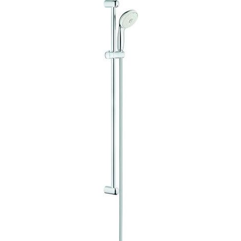 Ensemble de douche complet 3 jets – Barre de douche 900 mm – Flexible 1750 mm – GROHE EcoJoy débit 9,5 l/min – Traitement SpeedClean