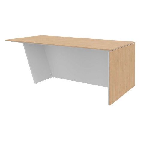 Bureau de direction Isis L 200 x P 100 cm plateau chêne clair / pied incliné à droite - Piètement blanc - Maxiburo