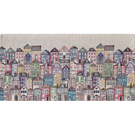 Tappeto Passatoia Cucina Corsia Retro Antiscivolo Disegno Village By Suardi, misura55x190coloreVillage