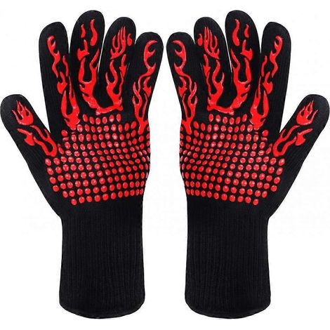 Gants de barbecue, gants de four, gants de four en silicone antidérapants résistants à la chaleur jusqu'à 800 °C, gants de barbecue en silicone pour la cuisson, la pâtisserie et le soudage (rouge) (1/5)