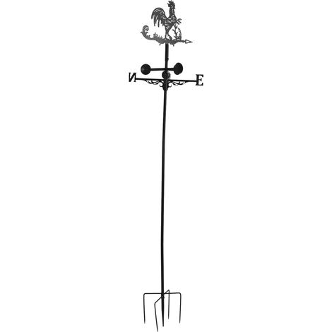Gartenschildpfosten aus Eisen, Außendekoration mit Hahnmotiv, Lasergravur, doppelt verwendbar an Wand und Pfahl (Pfahl wird in Luftpolsterfolie geschützt geliefert). (1/5)