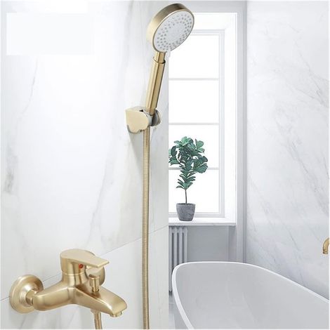 Robinet de Douche de Douche de la Salle de Bain Robinet de Douche à Oreille brossé Mural, Salle de Bain à Froid et de Douche Tapis(Style 2 Brushed Gold) (1/5)