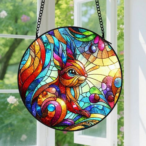Suspension en vitrail, attrape-soleil coloré minimaliste, décoration maison porte, cadeau Fête des Mères, Anniversaire pour femme, homme 9cm (1/5)