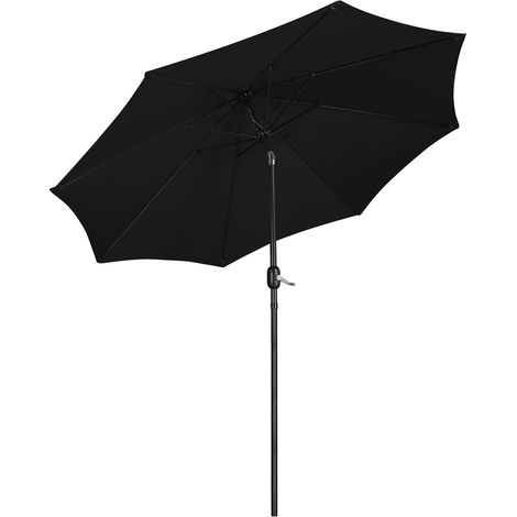 Homevive Sombrilla de Jardín Reclinable con Manivela Botón Pulsador Parasol de Terraza para Playa Piscina Balcón 261 cm de Diámetro Negro (1/5)
