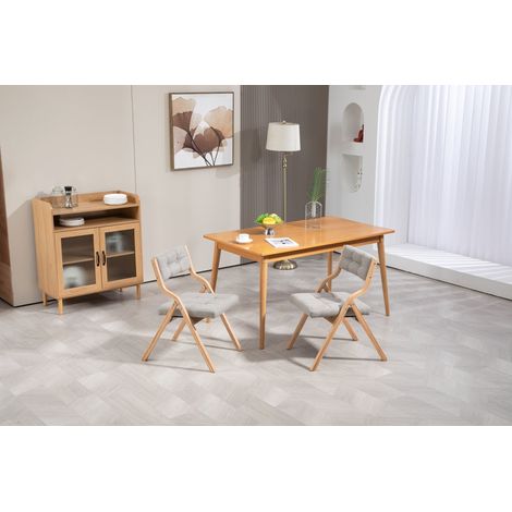 Lot de 2 chaises pliantes en bois avec assise et dossier rembourrés en velours gris, dossier incurvé 110°, sans montage (1/5)