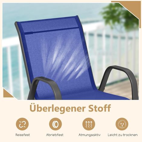 Stapelbare Gartenstühle, 4er-Set, Blau, Textilene & Metall