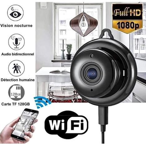 Mini caméra IP wifi H30 HD 1080P avec capteur de mouvement, enregistreur audio et vidéo, vision nocturne infrarouge, DVR + Carte 128