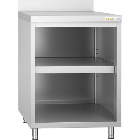 Meuble bas inox ouvert 600x600 mm adossée PREMIUM - GOLDINOX (1/4)