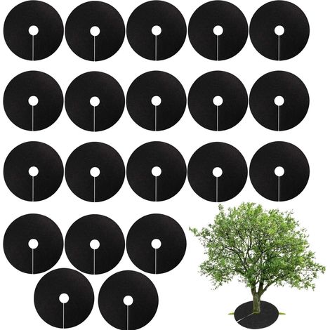 20 Pièces Anneaux De Paillage, Anneaux De Paillage en Non-Tissé, Tapis De Protection des Arbres, Réutilisable Biodégradable, pour La Protection des Racines Contre Les Mauvaises Herbes (1/5)