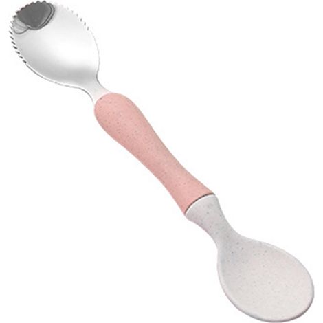 Cuillères à double extrémité pour bébé, cuillères à purée de fruits pour enfants, cuillères à racler les fruits, rose (1/5)