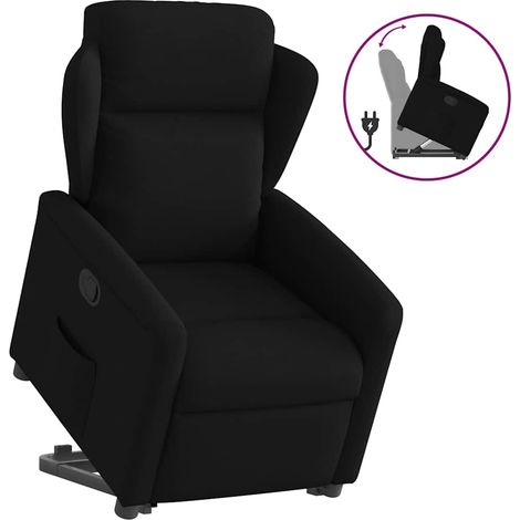 Relaxsessel mit Aufstehhilfe Schwarz Stoff