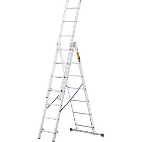 Basic Home Échelle en Aluminium 3 Éléments – Escabeau 3x7 Marches – Escabeau en Aluminium Léger – Échelle Pliable pour la Maison – Capacité 150 Kg – 46x190x13cm (1/5)