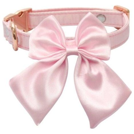 Collier pour chien en soie de couleur rose-M (1/4)