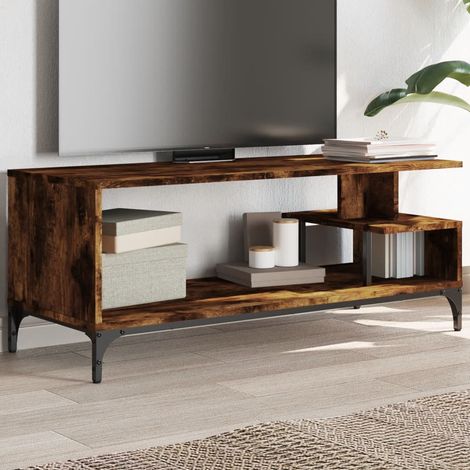 vidaXL Mobile TV Rovere Fumo 102x40x41cm Legno e Acciaio a Polvere
