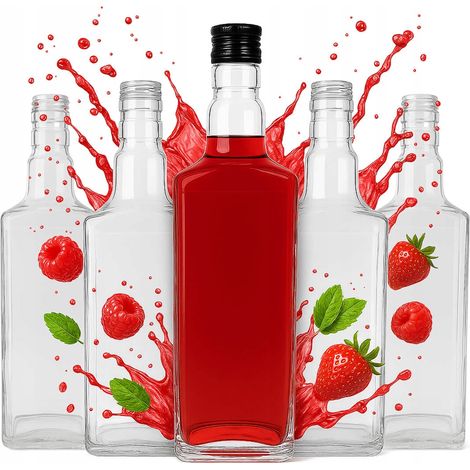 5 bottiglie da 500 ml per whisky, liquori, vino, tinture, oli, contenitori in vetro