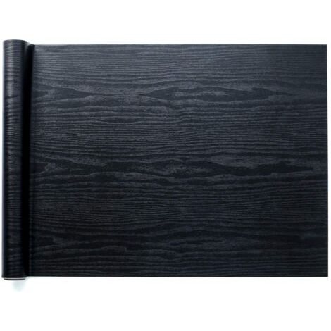 QORVA-Papier Adhésif pour Meuble Bois Noir papier peint 45cm x 300cm Vinyle Autocollant Film Pour Décorer des Meubles Murs Armoires Comptoirs Cuisines