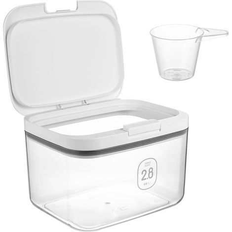 Boîte de Rangement pour Détergents, 2,8 L Distributeur Lessive Liquide, Récipient pour Poudre à Lessive à un bouton pour Rangement Buanderie Organisation Perles de Lessives (1/5)