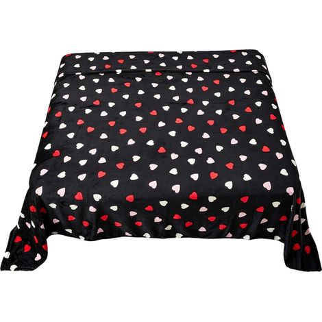 Manta de franela con estampado de corazones, ligera y antiestática, 130 x 160 cm. (1/2)