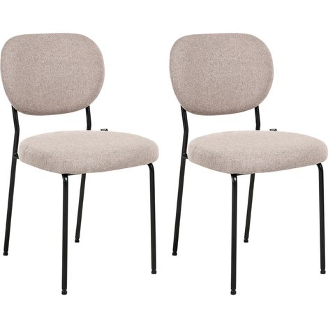 Conjunto de 2 sillas de comedor sin reposabrazos diseño escandinavo tapizado fácil de limpiar marrón claro Loleta