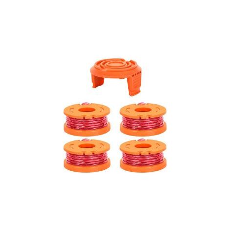 Lot de Bobines de Fil Nylon – Compatibles avec WORX WA0010 et WA6531 – Tête de Coupe avec Capot (W4+1) (1/5)