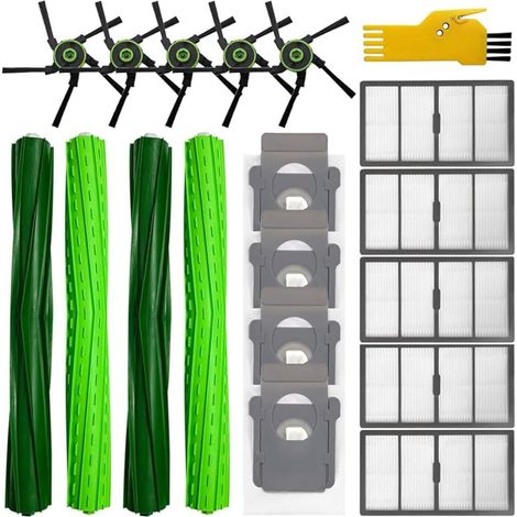 FOREHILLou Kit accessoires pour aspirateur Robot Roomba s9+ (9550) s9 9550 Pièces de Rechange 18 Paquets 2 Ensembles de brosses à Rouleaux, 5 filtres, 5 brosses latérales, 4 Sacs à poussière (1/5)