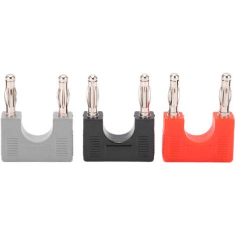 Pair 1 Set Connecteur Banane U38 4mm Double Rangée en Cuivre Nickelé, Prise Banane Rouge Noir Gris pour Câbles