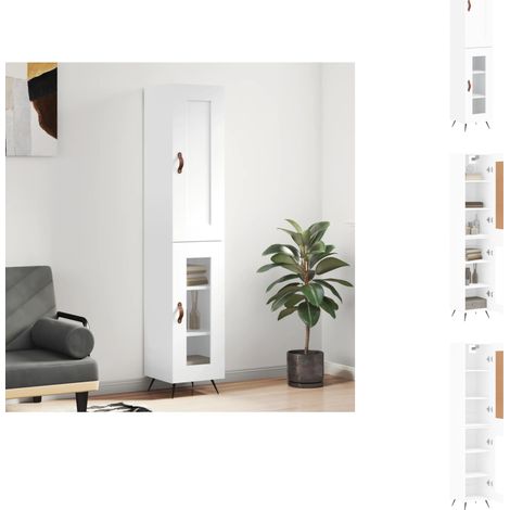 Buffet haut Blanc 34,5x34x180 cm Bois d'ingénierie - Buffet Design Moderne - Meuble Rangement - Buffet Blanc - Buffet Cuisine - Buffet Salon (1/5)