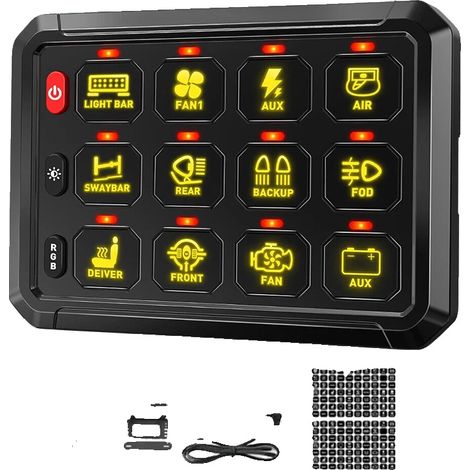 Panneau de commutation LED RVB, contrôle Bluetooth, autocollants personnalisables (1/2)