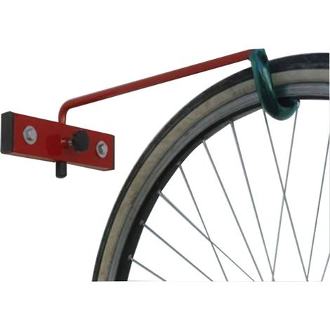 Andrys - Porte-Vélos Mural Gain de Place Pliable, en Acier Peint Rouge, 45 x 7 x 8 cm, Couleur Rouge, 1 Place, 1 Bras Pliable (1/5)