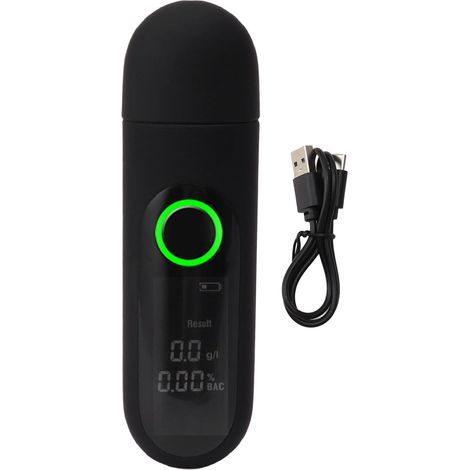 Für den digitalen Alkoholtester Hochpräzises HD-Display USB wiederaufladbarer tragbarer Atemtester Schwarz für den Heimgebrauch
