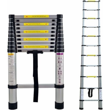 Échelle Télescopique Escabeau Telescopique Multi-Fonction Escamotable en Aluminium Portable Pliante - 2M (1/5)