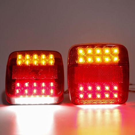 2 Pcs LED feux remorque 12v avec éclairage de plaque d'immatriculation, feu de arrière stop étanche avec E-mark pour camion, camionnette, caravane, tracteur, véhicule agricole (1/4)