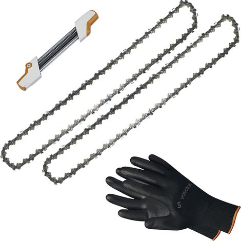 Kettensäge Zubehör - 2x Sägekette 30cm Picco Micro 3 Ersatzkette + 2in1 Feilenhalter mit Feile 4mm (1/4)