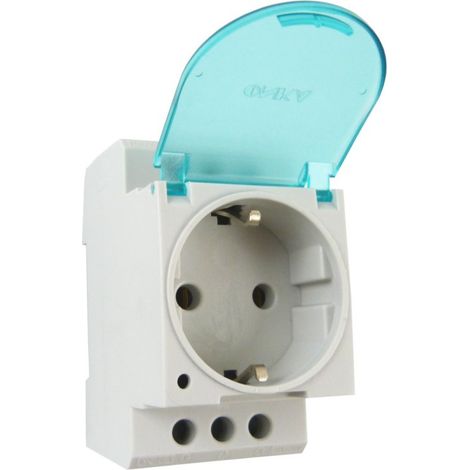 Presa per guida DIN TH35 16A 230V con sportellino per quadro elettrico (1/4)