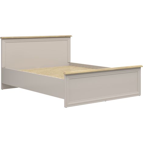 Lit adulte 160x200 cm sans sommier Lit double 2 places coloris Cachemire / Chêne Mauvella - Longueur 207,5 x Profondeur169 x Hauteur 100,5/53,5 cm (1/5)