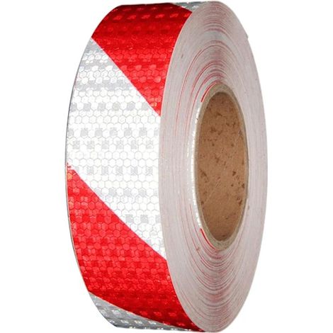 Filiyano-Ruban réfléchissant autocollant rouge et blanc 10 m x 5 cm, ruban de signalisation pour véhicules, remorques, sécurité routière (1/5)
