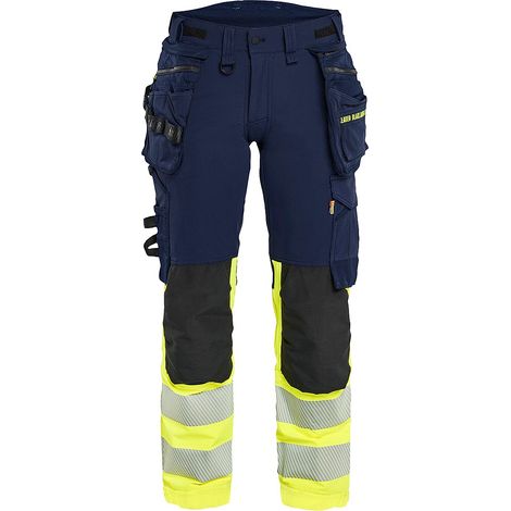 Pantalon de travail stretch 4D haute visibilité femme 7025 - Marine/Jaune L - FR(44) - SE(C42) - Courtes