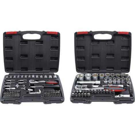 Coffret de Douilles 174 pcs - 6,3 mm (1/4) et 12,5 mm (1/2) - Acier Résistant - Ensemble Complet pour Bricolage et Mé - D-Work