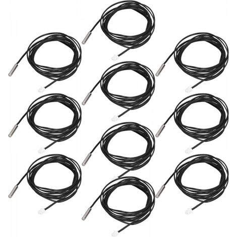 10 Pièces Cable Capteur de Température Numérique -20℃ à 105℃ NTC Sonde de Température Thermistances Capteur Tête, 2 M(10K B3435) (1/5)