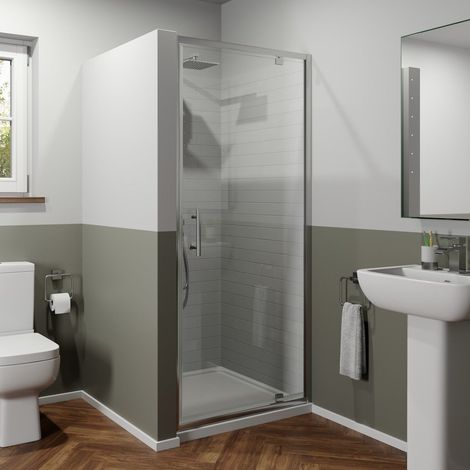 700 x 700mm Pivot Shower Door Enclosure 6mm Safety Glass Framed Tray & Waste (1/5)