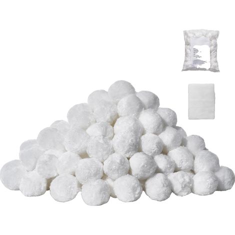 Bolas filtrantes para piscinas, reutilizables, de fibra de poliéster, filtración eficiente, blancas, 0,7 kg (1,5 lbs) (1/2)