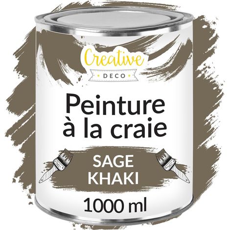 Peinture à la Craie Kaki 1L Mat et Lavable pour Meuble Bois (1/5)