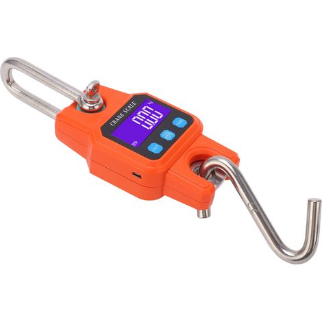 Digitale Hebehakenwaage 300 kg mit Hintergrundbeleuchtung, Industriewaage für Lagerhallen, Orange (1/5)