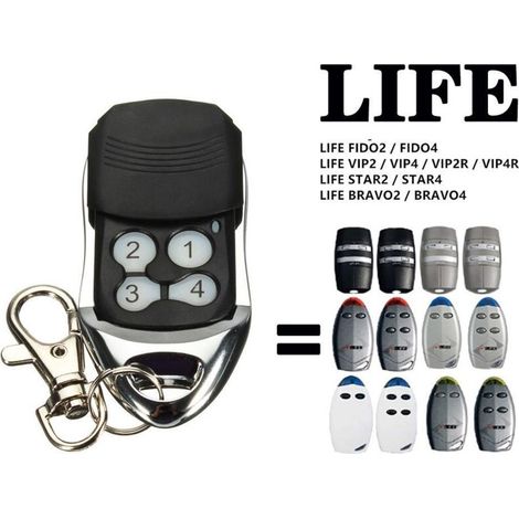 FLAMMKRAFT-Télécommande 433,92 MHz compatible LIFE FIDO/VIP/STAR/BRAVO, émetteur portail garage 4 boutons, 1 pièce (1/5)