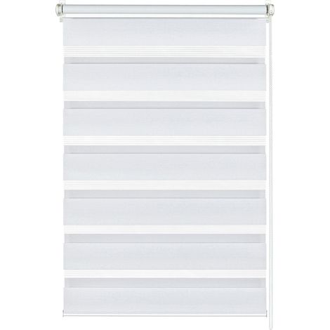 Gardinia Doppia Tenda a Rullo con Morsetto di Fissaggio o Adesiva, Tenda a Rullo con Catenella Laterale, Trasparente e con Strisce opache, Kit di Montaggio Incluso, Bianco, 120 x 150 cm (LxA) (1/5)